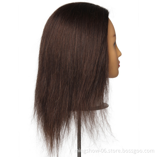 12" Dark brown color with 100% human hair  styling mannequin head salon training head